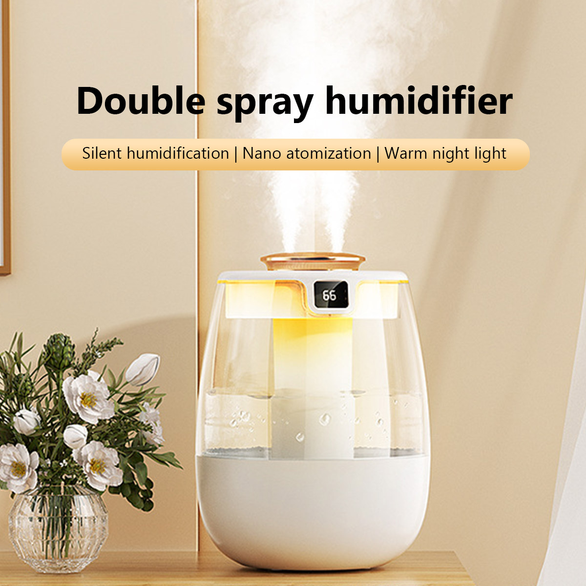 Home Fragrance Organic - 1.3L Air Humidifier Double Spray Port